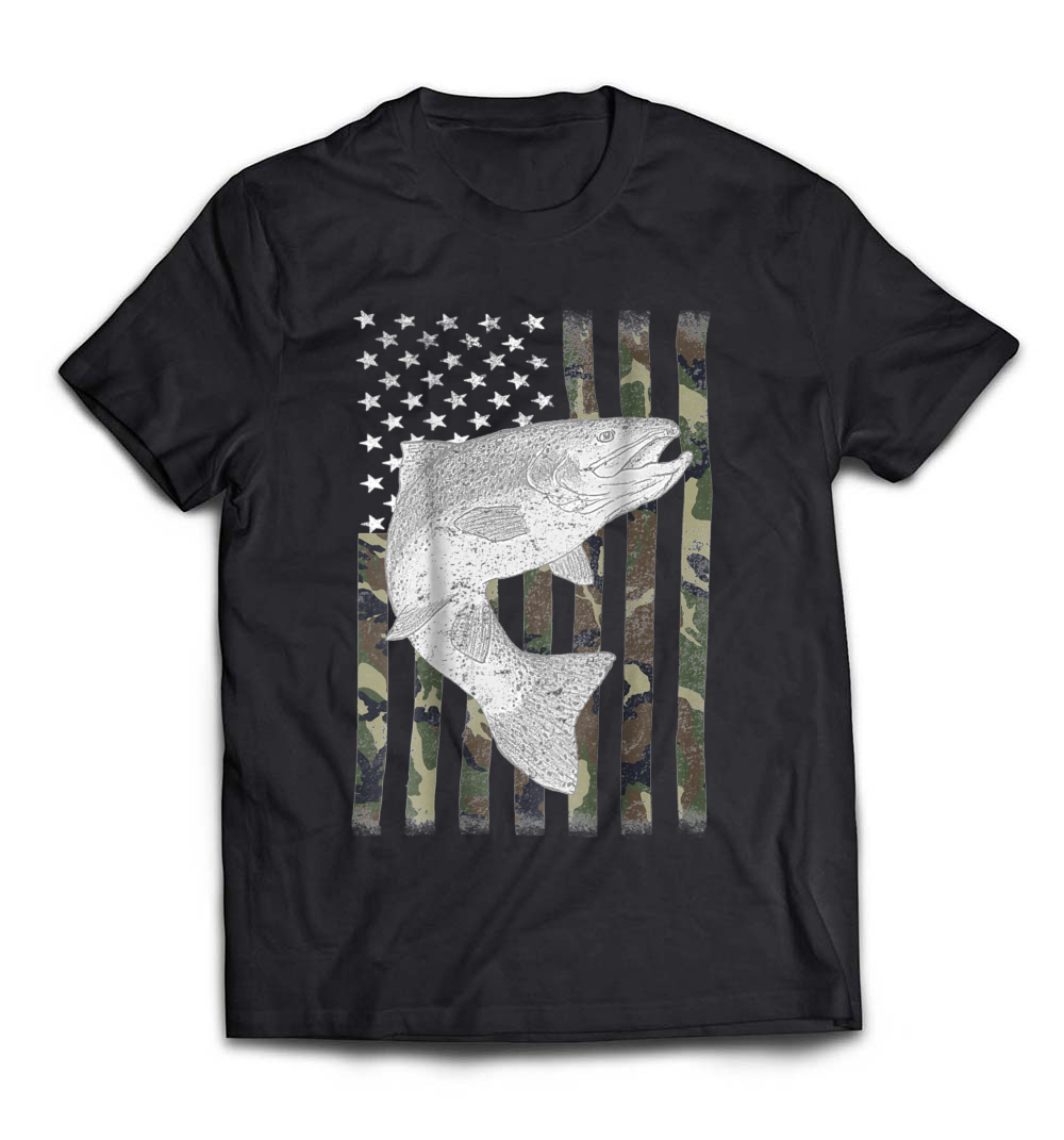 Camouflage Flag Trout Fishing T-Shirt: A Perfect Tee for Anglers